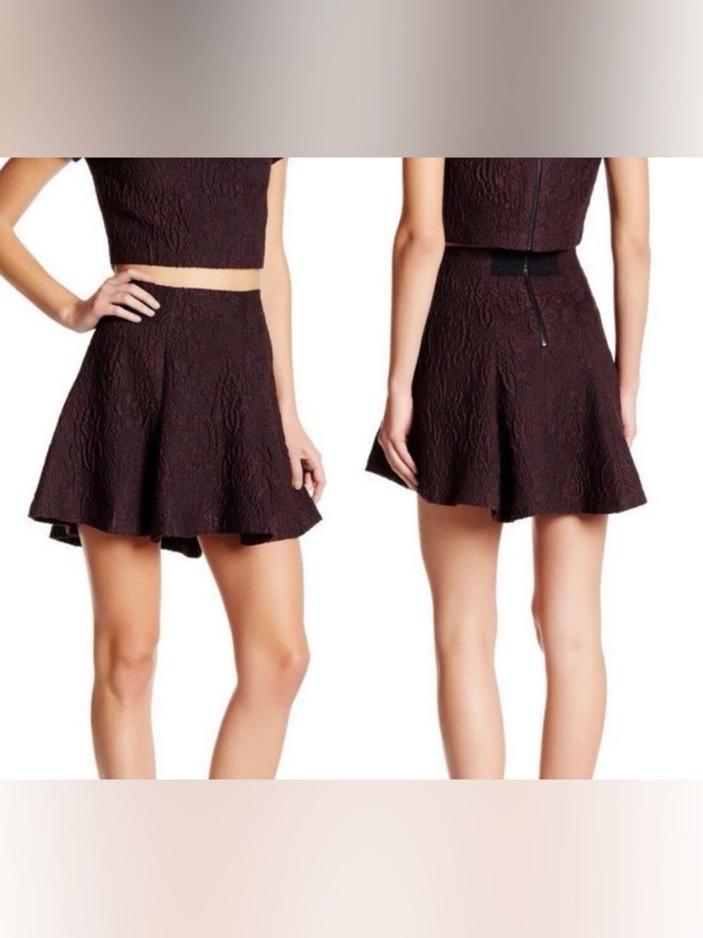 Alice + Olivia Mini Skirt Red/Black Wool-Blend Size 2